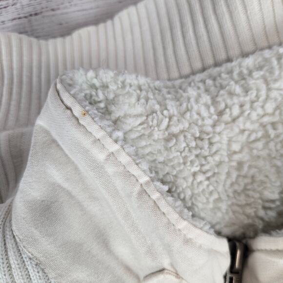 Cross Hatch Series 55 Chunky Knit Sweater Jacket Sz M Sherpa Line Thermal Ivory - Picture 5 of 16